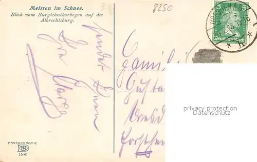 AK / Ansichtskarte Meissen_Elbe_Sachsen Burglehntorbogen Blick auf Albrechtsburg im Winter Meissen_Elbe_Sachsen