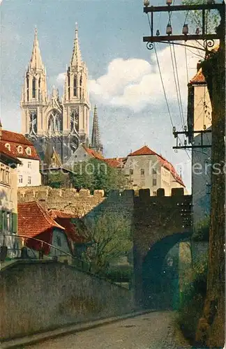 AK / Ansichtskarte Meissen_Elbe_Sachsen Hohlweg Blick zum Dom Meissen_Elbe_Sachsen