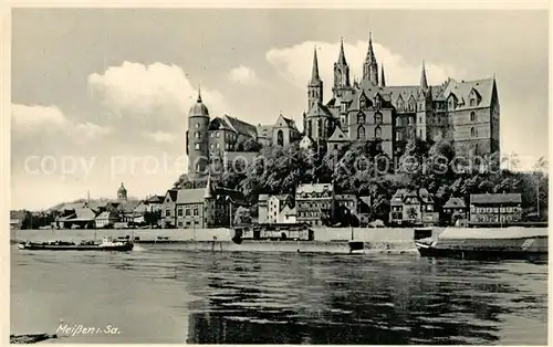 AK / Ansichtskarte Meissen_Elbe_Sachsen Blick ueber die Elbe Albrechtsburg mit Dom Meissen_Elbe_Sachsen