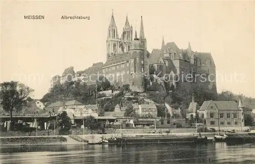 AK / Ansichtskarte Meissen_Elbe_Sachsen Blick ueber die Elbe Albrechtsburg mit Dom Meissen_Elbe_Sachsen