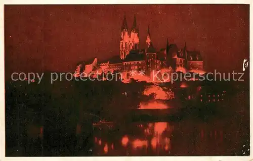 AK / Ansichtskarte Meissen_Elbe_Sachsen Burgbeleuchtung Albrechtsburg mit Dom Nachtaufnahme Meissen_Elbe_Sachsen