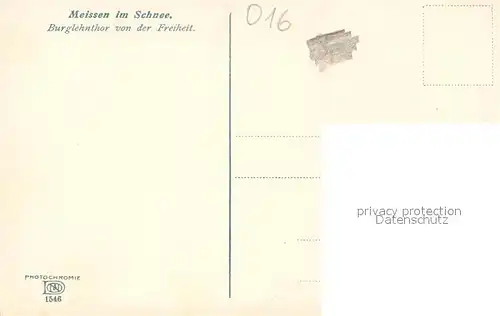 AK / Ansichtskarte Meissen_Elbe_Sachsen Burglehntor von der Freiheit im Schnee Photochromie Meissen_Elbe_Sachsen