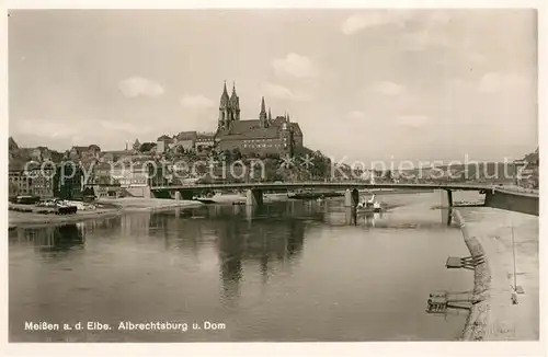 AK / Ansichtskarte Meissen_Elbe_Sachsen Panorama Blick ueber die Elbe zur Albrechtsburg und Dom Meissen_Elbe_Sachsen