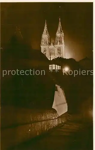 AK / Ansichtskarte Meissen_Elbe_Sachsen 1000jaehrige Stadt 929   1929 Blick zum Dom Festbeleuchtung Nachtaufnahme Meissen_Elbe_Sachsen