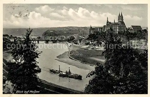 AK / Ansichtskarte Meissen_Elbe_Sachsen Panorama Blick ueber die Elbe mit Albrechtsburg und Dom Meissen_Elbe_Sachsen