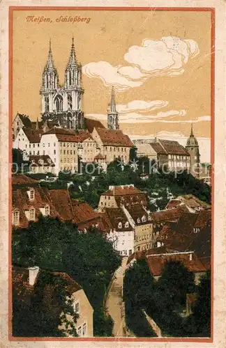 AK / Ansichtskarte Meissen_Elbe_Sachsen Schlossberg Albrechtsburg und Dom Kuenstlerkarte Meissen_Elbe_Sachsen