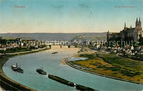 AK / Ansichtskarte Meissen_Elbe_Sachsen Panorama Blick ueber die Elbe mit Koeniglicher Albrechtsburg und Dom Meissen_Elbe_Sachsen