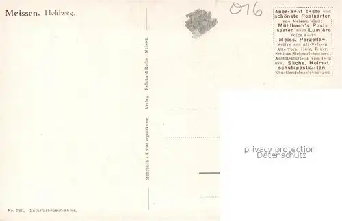 AK / Ansichtskarte Meissen_Elbe_Sachsen Hohlweg mit Blick zum Dom Meissen_Elbe_Sachsen