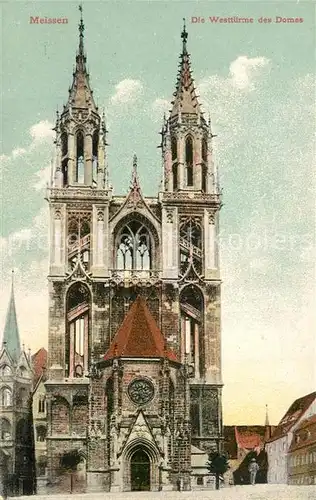 AK / Ansichtskarte Meissen_Elbe_Sachsen Westtuerme des Domes Meissen_Elbe_Sachsen