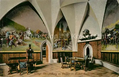 AK / Ansichtskarte Meissen_Elbe_Sachsen Schloss Koenigliche Albrechtsburg Grosses Kurfuerstenzimmer Wandgemaelde Meissen_Elbe_Sachsen