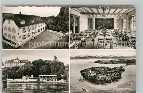 AK / Ansichtskarte ueberlingen_Bodensee Fliegeraufnahme Gasthaus Pension Krone Insel Mainau ueberlingen Bodensee