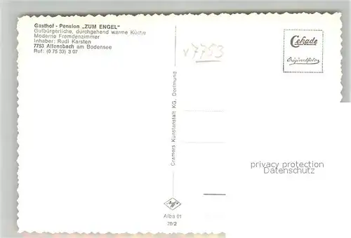AK / Ansichtskarte Allensbach_Bodensee Gasthof Pension Zum Engel Allensbach_Bodensee