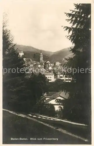 AK / Ansichtskarte Baden Baden Blick vom Friesenberg Baden Baden