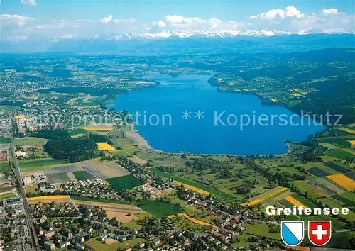 AK / Ansichtskarte Greifensee Fliegeraufnahme Seebecken Richtung Schwerzenbach Uster Greifensee