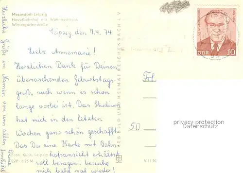 AK / Ansichtskarte Leipzig Hauptbahnhof mit Wohnhochhaus Wintergartenstrasse Leipzig