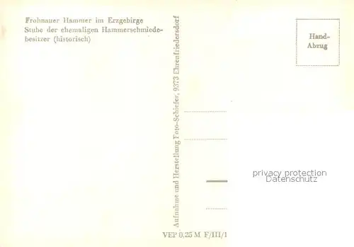 AK / Ansichtskarte Frohnau_Annaberg Frohnauer Hammer Stube der ehem Hammerschmiedebesitzer Frohnau Annaberg