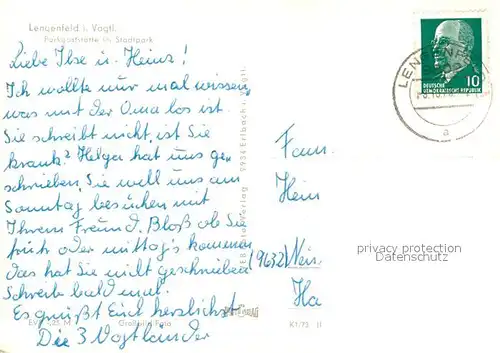 AK / Ansichtskarte Lengenfeld_Vogtland Parkgaststaette im Stadtpark Lengenfeld_Vogtland