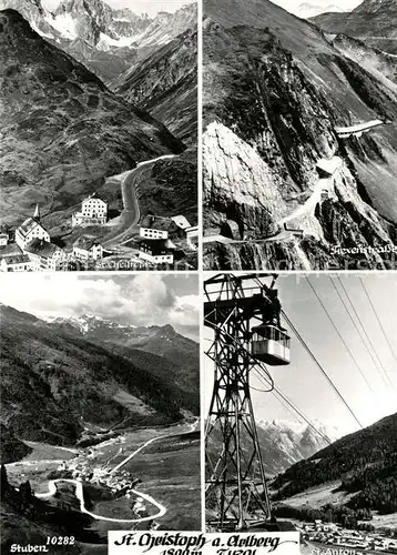 AK / Ansichtskarte St_Christoph_Arlberg Ortsblick Flexenstrasse Stuben St Anton Seilbahn St_Christoph_Arlberg
