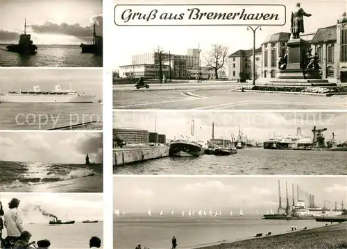AK / Ansichtskarte Bremerhaven Teilansichten Ozeandampfer Denkmal Bremerhaven
