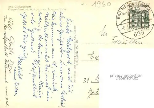 AK / Ansichtskarte Bad_Mergentheim Doppelhaeuser am marktplatz mit Stadtpfarrkirche Bad_Mergentheim