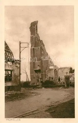 AK / Ansichtskarte Fromelles Kirche nach den Kaempfen bei Neuve Chapelle Fromelles