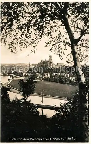 AK / Ansichtskarte Meissen_Elbe_Sachsen Panorama Blick von den Proschwitzer Hoehen Albrechtsburg und Dom Meissen_Elbe_Sachsen