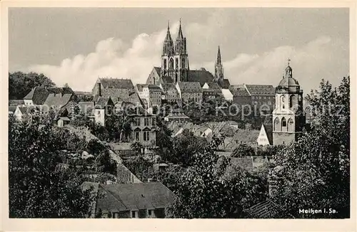 AK / Ansichtskarte Meissen_Elbe_Sachsen Stadtbild mit Albrechtsburg und Dom Meissen_Elbe_Sachsen