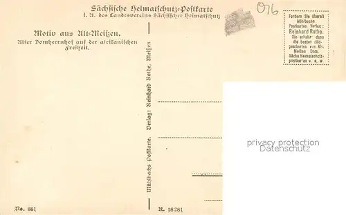 AK / Ansichtskarte Alt_Meissen_Elbe Alter Domherrnhof Serie Saechsische Heimatschutzpostkarte Folge 3 No. 4 Alt_Meissen_Elbe
