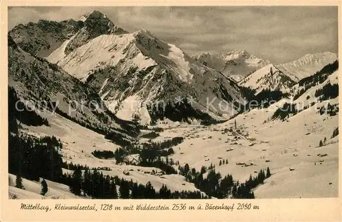 AK / Ansichtskarte Mittelberg_Kleinwalsertal Winterpanorama mit Widderstein und Baerenkopf Mittelberg_Kleinwalsertal