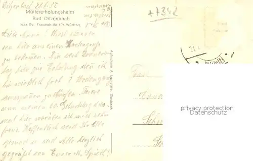 AK / Ansichtskarte Bad_Ditzenbach Muettererholungsheim Bad_Ditzenbach