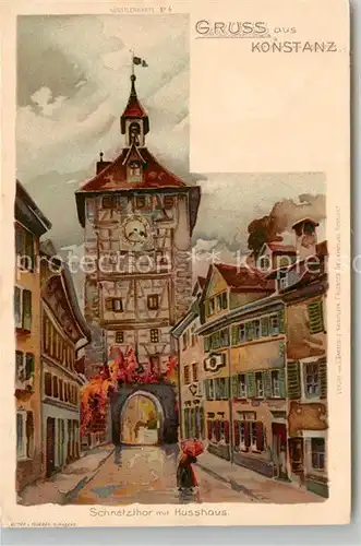 AK / Ansichtskarte Konstanz_Bodensee Schnetztor Husshaus Kuenstlerkarte Konstanz_Bodensee