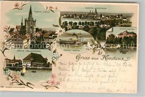 AK / Ansichtskarte Konstanz_Bodensee Muenster Seestrasse Schloss Mainau Conciliumsgebaeude Konstanz_Bodensee