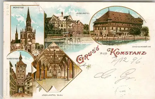 AK / Ansichtskarte Konstanz_Bodensee Muenster Inselhotel Saal Schnetztor Conciliumsgebaeude Konstanz_Bodensee