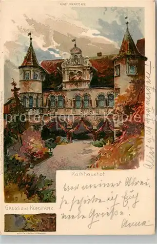 AK / Ansichtskarte Konstanz_Bodensee Rathaushof Kuenstlerkarte Konstanz_Bodensee