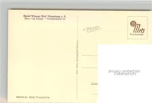 AK / Ansichtskarte Konstanz_Bodensee Hotel Wiener Hof Speisesaal Konstanz_Bodensee