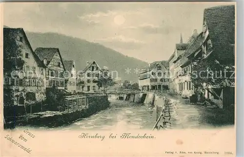 AK / Ansichtskarte Hornberg_Schwarzwald Panorama Mondschein Hornberg Schwarzwald