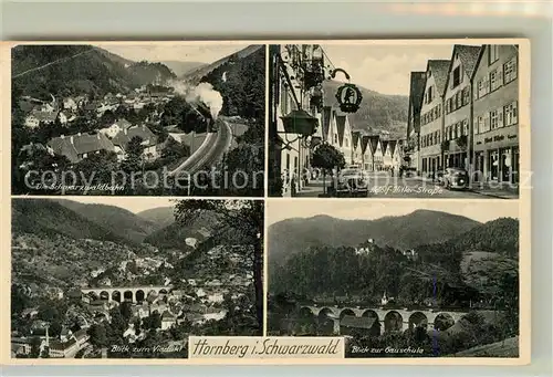 AK / Ansichtskarte Hornberg_Schwarzwald Schwarzwaldbahn Adolf Hitler Strasse Viadukt Gauschule Hornberg Schwarzwald