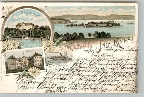 AK / Ansichtskarte Insel_Mainau Landungsplatz Schloss Schlosshof Insel Mainau