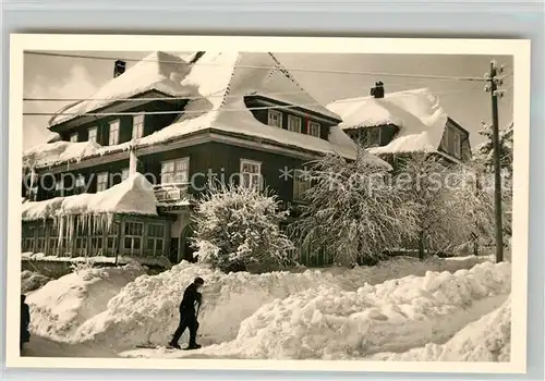 AK / Ansichtskarte Schonach_Schwarzwald Hotel Pension Lamm Winter Schonach Schwarzwald