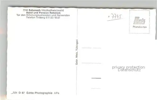 AK / Ansichtskarte Schonach_Schwarzwald Hotel Pension Rebstock Gastraum Schonach Schwarzwald