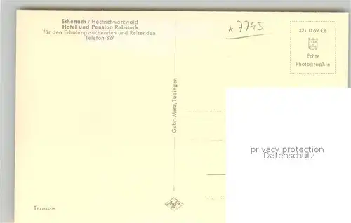 AK / Ansichtskarte Schonach_Schwarzwald Hotel Pension Rebstock Terrasse Schonach Schwarzwald
