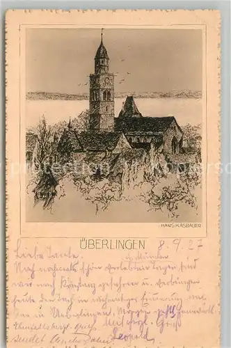 AK / Ansichtskarte ueberlingen_Bodensee Kirche Kuenstler Hans Kaesbauer ueberlingen Bodensee