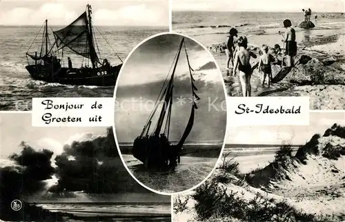 AK / Ansichtskarte St_Idesbald Fischerboot Strandpartie Duenen St_Idesbald