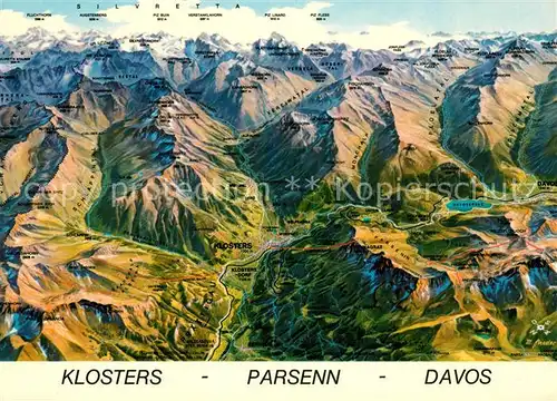 AK / Ansichtskarte Klosters_GR Panoramakarte Parsenn Davos Klosters_GR