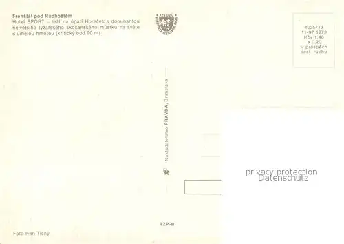 AK / Ansichtskarte Frenstat_pod_Radhostem Hotel Sport Frenstat_pod_Radhostem