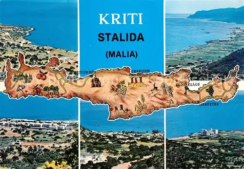 AK / Ansichtskarte Kreta_Crete Stalida Fliegeraufnahmen Lageplan Kreta Crete