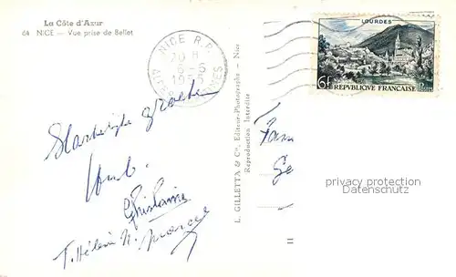 AK / Ansichtskarte Nice_Alpes_Maritimes Vue prise de Bellet Nice_Alpes_Maritimes
