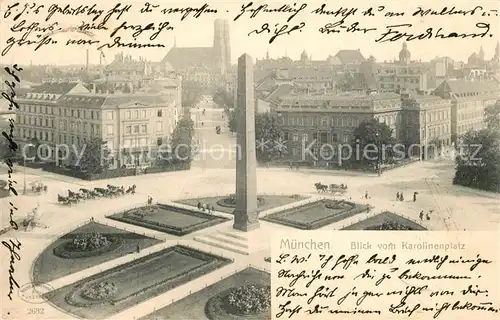 AK / Ansichtskarte Muenchen Blick vom Karolinenplatz Obelisk Muenchen
