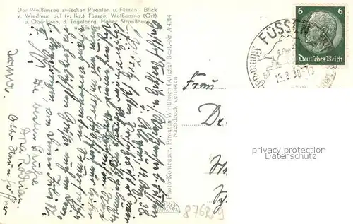 AK / Ansichtskarte Weissensee_Fuessen Landschaftspanorama Alpen Weissensee Fuessen