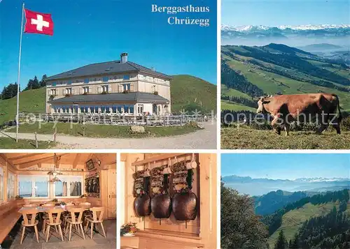 AK / Ansichtskarte Chruezegg Berggasthaus Saentiskette Churfirsten Kuh Chruezegg